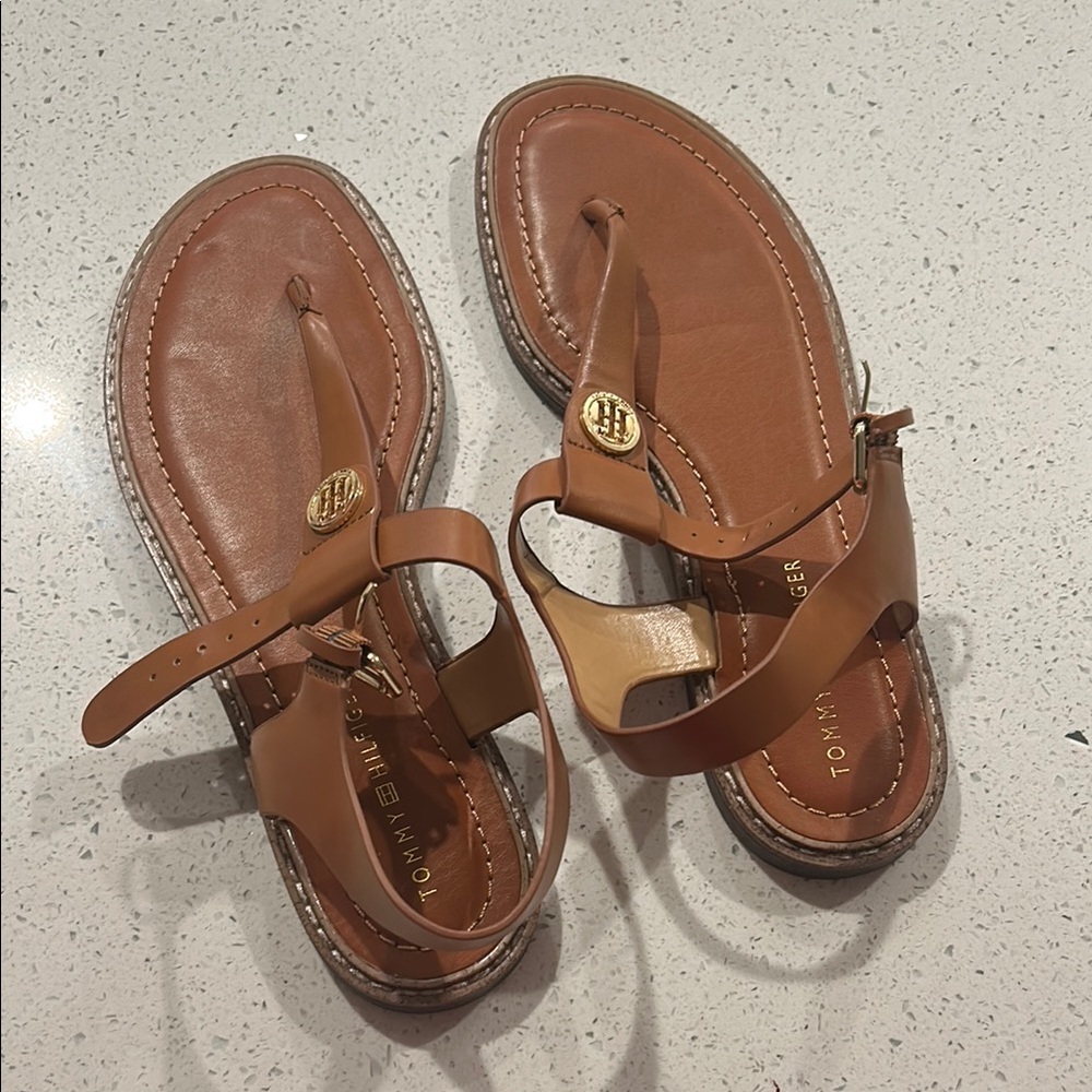 Tommy Hilfiger Brown Leather Sandals Casual